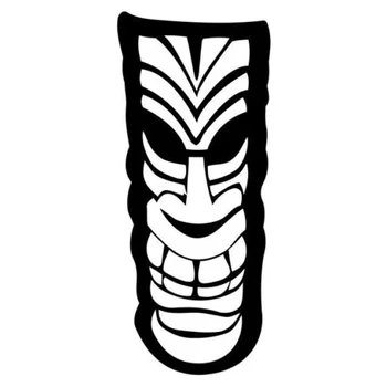 

6cm*14.2cm Tiki Tolteca Hawaii Cartoon Car-Styling Stickers Decals Black/Silver S3-5126