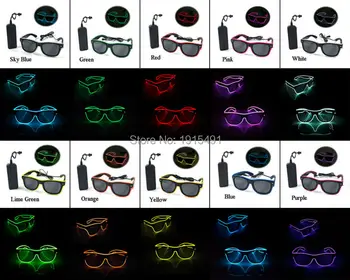 

Night Lamp Led Bulbs 20pcs Luminous Trendy Light Up EL Wire Cable Rope Colorful Sunglasses with Dark Lens for DJ Disco Concert