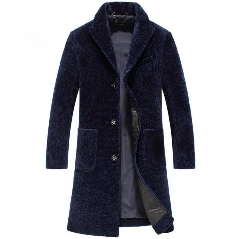 Excellent Luxury male wool long coat man fashion shearling jacket 1