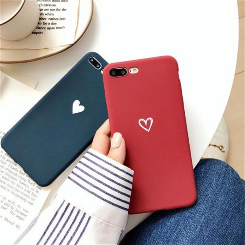 Матовый простой Модный Цветной чехол с рисунком сердца для Xiaomi Redmi 5X 6A 6X 8SE Lite A1 A2