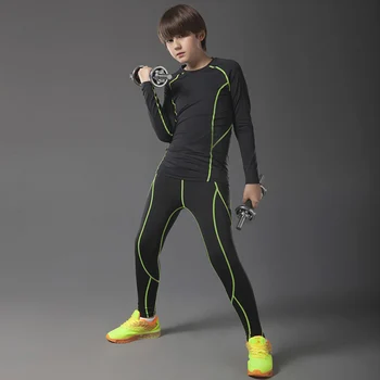 

2019 teenager tracksuit for Men's fitness set thermal underwear mma rash guard compression clothing