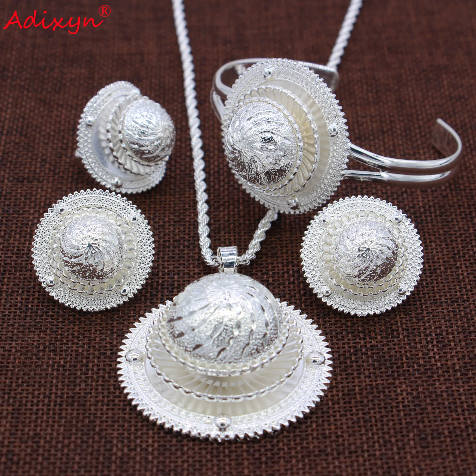 Adixyn ожерелье/Подвеска/серьги/Кольцо/браслет Ювелирные наборы серебряный цвет африканский эритрейский свадебные подарки N06156