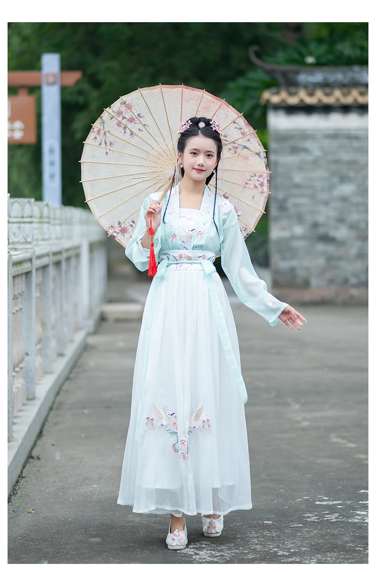 Hanfu старинный китайский костюм и традиционный комплект из 3 предметов китайский стиль зеленый Hanfu народный танец представление наряд DQL1100