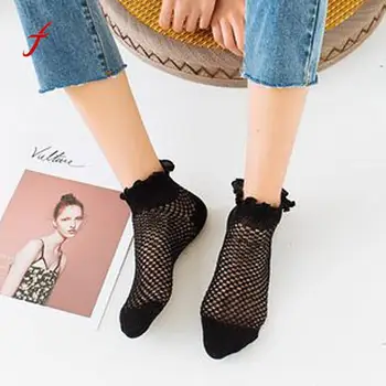 

Women's Mesh socks Cotton Female harajuku Socks Sweet Wood Ear Cotton Mesh funny socks calcetines mujer