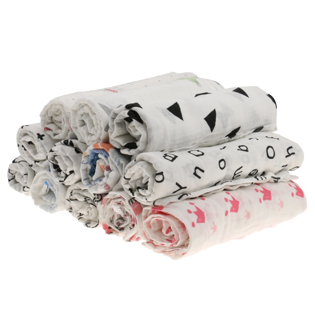 One Piece Muslin Cotton Blanket Infant Baby Bedding Blanket Swaddle Bath Towel Stars for Buggy Pram Car Seat Sling Cot Crib