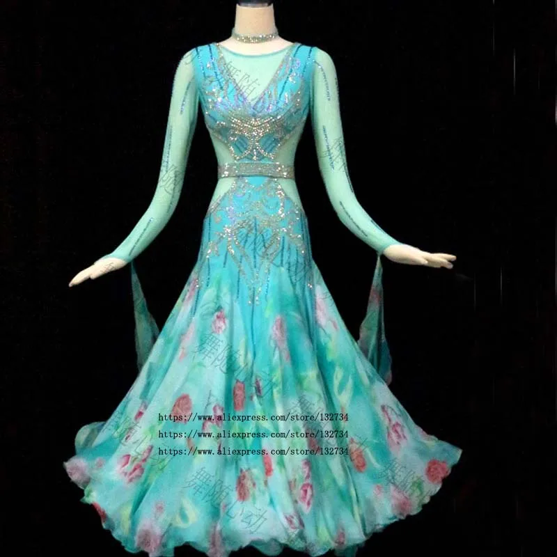 

Ballroom Competition Dance Dresses Women 2019 New Design flower dance skirt High Quality Elegant Standard Ballroom Dress
