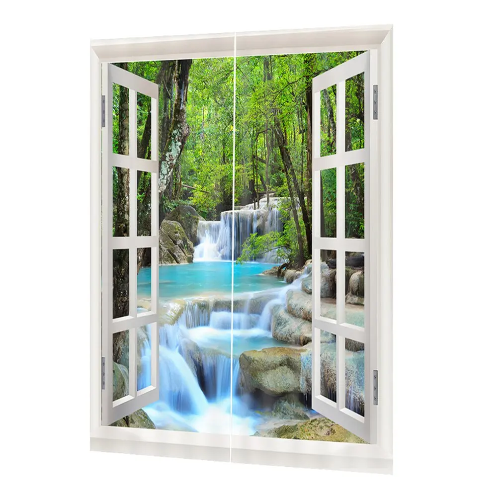 

FJ37 Washable Drape Panel Sheer Fabric Curtain Printing Door Window Curtains Home decor
