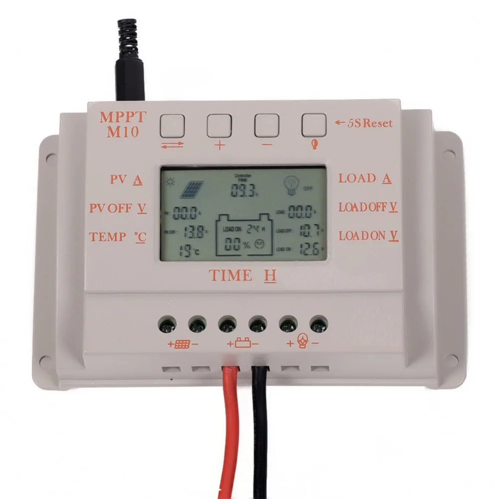 

LCD 10A 12V 120W/24V 240W MPPT Solar Panel Regulator Charge Controller M10