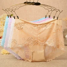 big size high-rise lace sexy mesh women panties plump famale underwear fashion cotton briefs