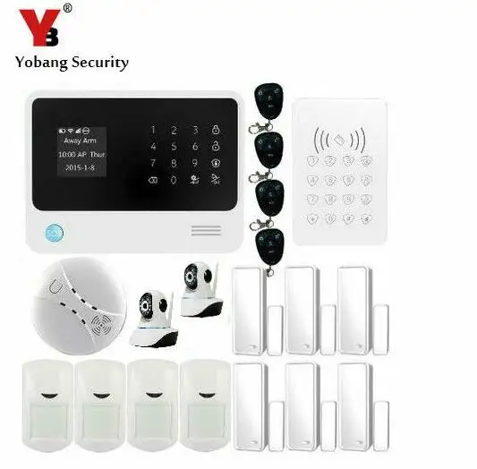 

SmartYIBA APP Control Sensor Alarm Fire Smoke Detector Alarm RFID Keypad Control WIFI GSM Alarm Security Camera Surveillance