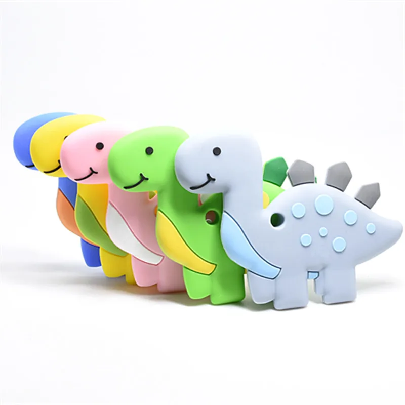 

20 PCS Safe Cartoon Dino Baby Teethers BPA Free Cute Animal Dinosaur DIY Teether Toddler Silicone Chew Charms Kids Teething Toys
