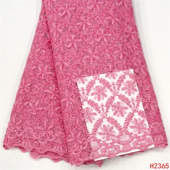 

2019 Free Shipping Tulle Lace Fabric Beaded Sequins Nigerian Mesh Lace African Lace Fabric For Women Dress HX2365