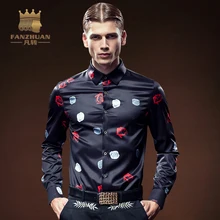 FANZHUAN 2017 New Arrival Luxury Brand Mens Shirts Long Sleeve Floral Men Shirt Designer Shirts Plus Size 5X