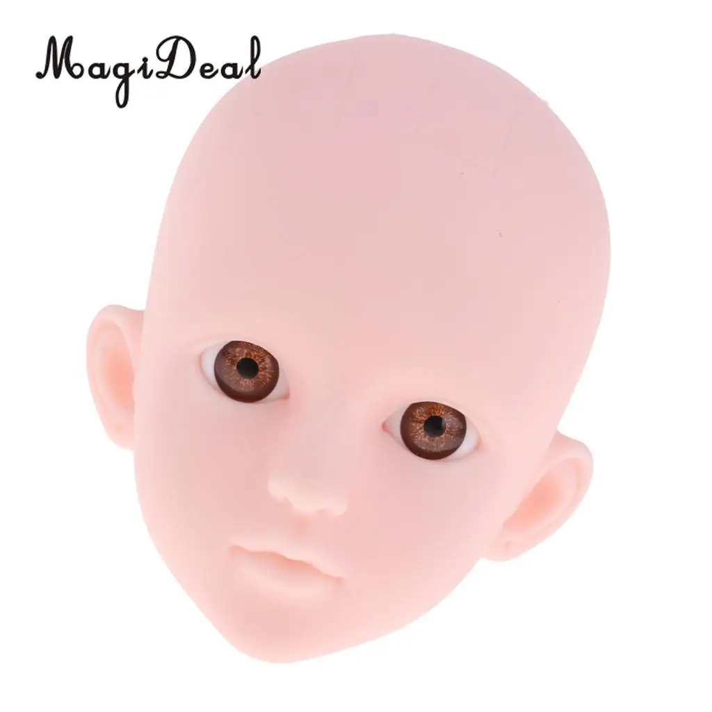1/4 Female Doll Head Sculpt with Brown Eyes DIY Parts High Quality Plastic for BJD Doll