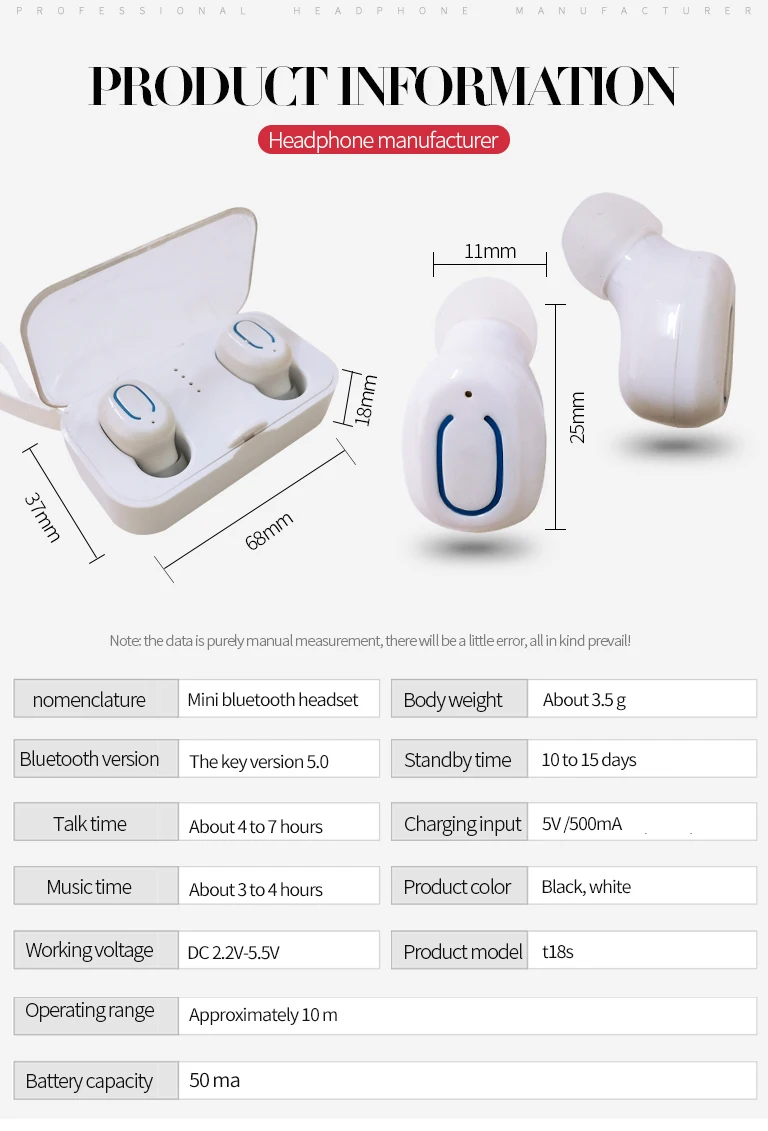 XLSTO Wireless Stereo Bluetooth Earphone T18S Invisible Wireless Earbuds TWS Mini Bluetooth 5.0 Headset Earhones For Android ios (8)