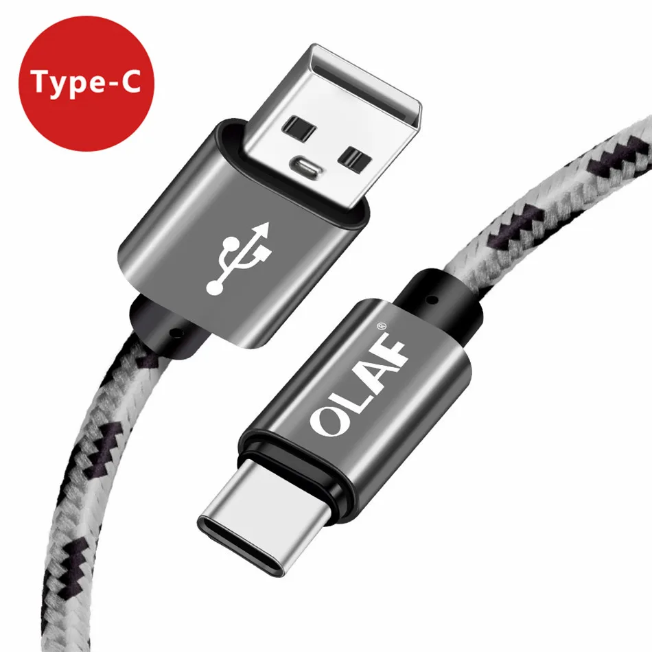 Олаф Micro USB кабель 2.1A Быстрая зарядка и синхронизация данных кабели для samsung нейлоновая оплетка type-C USB C кабель для huawei mate 20 Pro
