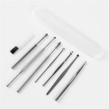 

7Pcs/Set High Quality Spoon Spiral Ear CleanerStainless Steel Ear Pick Double-ended Earpick Ear Wax Curette Remover Ear Cleaner