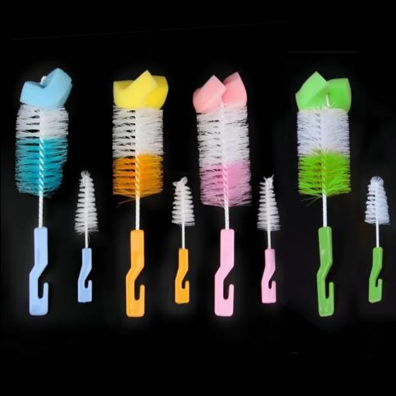 Top Sale New Baby Nipple Brush Bottle Brush 360 Degree Sponge Cleaner With Pacifier Brush