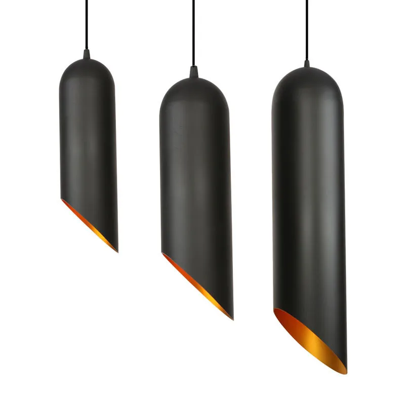 

Modern Cylindrical Long Barrel Black Pendant Lamp Simple Industrial Bookstore Lighting Cafe Bar Restaurant Kitchen Hanging Lamps
