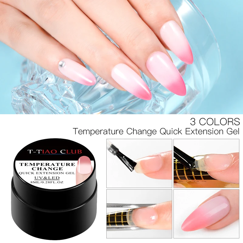 

T-TIAO CLUB Poly Quick Extension Gel Temperature Change UV Builder Manicure Soak off Builder Nail Gel Finger Building Nails Art