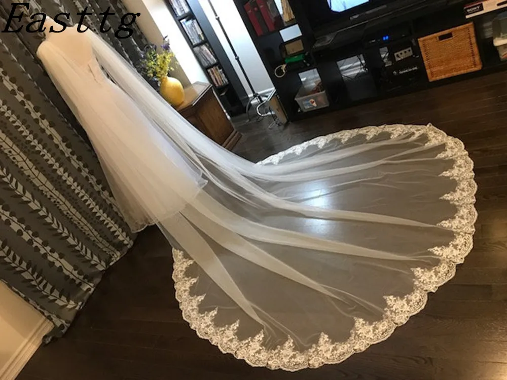 White/Ivory Wedding Cape Veil Bridal Cloak Lace Shawl 108"W x 120" (3 meter) Cathedral Long Wedding Accessories