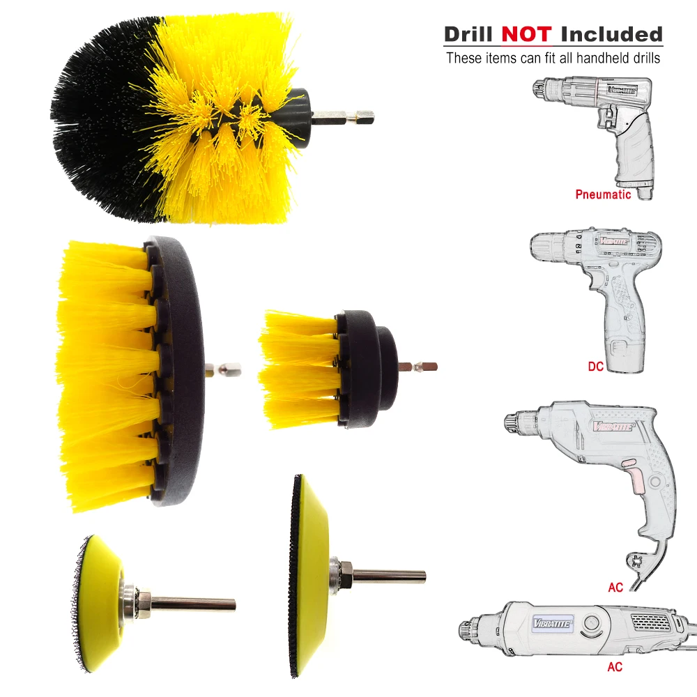 3Pcs Drill Brush Power Scrubber Brush Kit + 2Pcs 2"/3" Backup Sanding