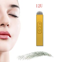 100 pcs 12 U Forma Manual de Maquiagem Permanente Sobrancelha Agulhas de Tatuagem PCD Lâminas 12 Caneta Agulha Para Microblading Agulhas de Tatuagem
