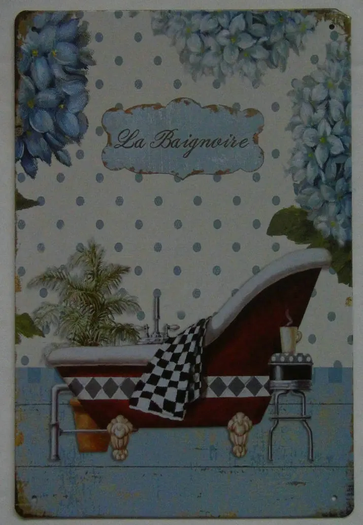 Free shipping Metal painting vintage retro decorative painting bathroom