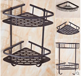 Nuevas llegadas antigua aceite negro esquina Jabones dual estantes Tier