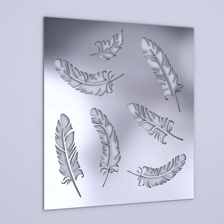 Artist Square Cut Out Feather Wall Mirror Sticker Decoration 3d Acryli Aty Home Decor