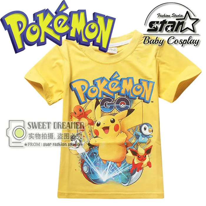 New Cartoon Pokemon Go T Shirts Boys Pikachu T Shirts font b Kids b font Fashion