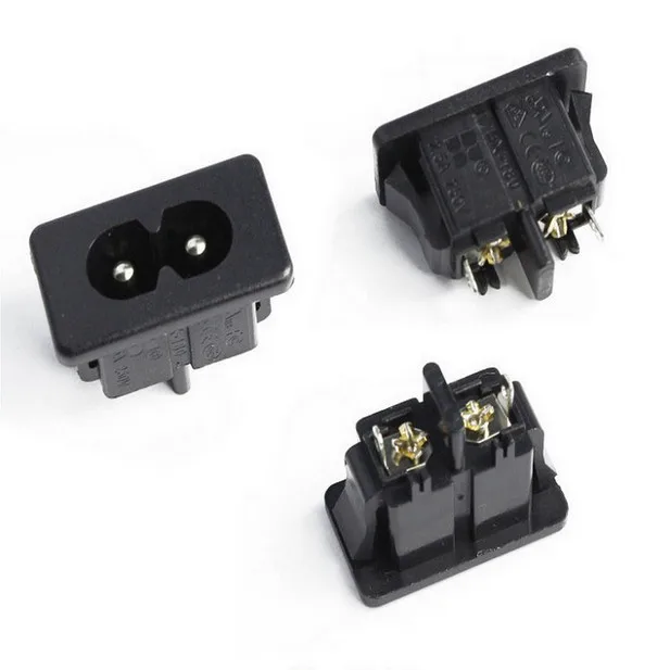 100 шт. черный штекер IEC320 C8 разъем питания AC 250V 2.5A 2Pin|Адаптеры для розеток| |