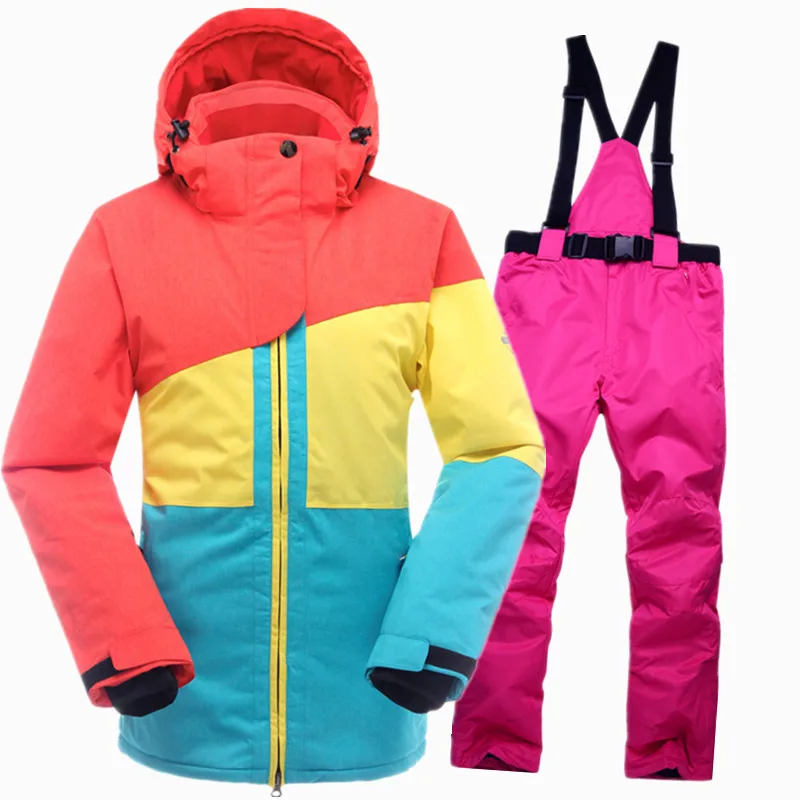 SAENSHING, костюмы для сноубординга, женский лыжный костюм, водонепроницаемая куртка для сноуборда, лыжные штаны, утолщенный термальный костюм для горного катания на лыжах - Цвет: rose1
