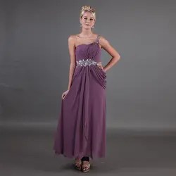 На одно плечо Фиолетовый Матери платья для вечеринок плиссированный шифоновый без рукавов драпированные Кристалл бисер 2019 мать невесты
