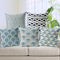 Light Blue Chevron Linen Cotton Cushion Wave Pattern Home Decor Pillow Decorative Throw Pillows sofa cushions Light Blue Chevron Linen Cotton Cushion Wave Pattern Home Decor Pillow Decorative Throw Pillows sofa cushions
