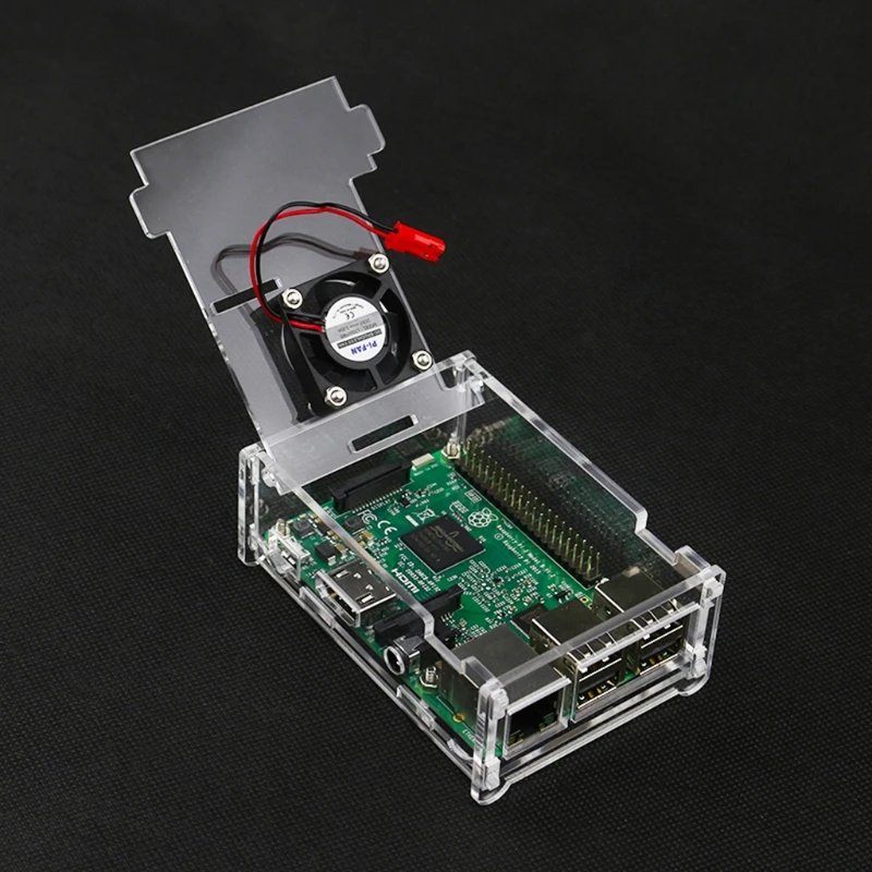 

For Raspberry Pi 3 + Acrylic Transparent Case + CPU Cooling Fan With Screws