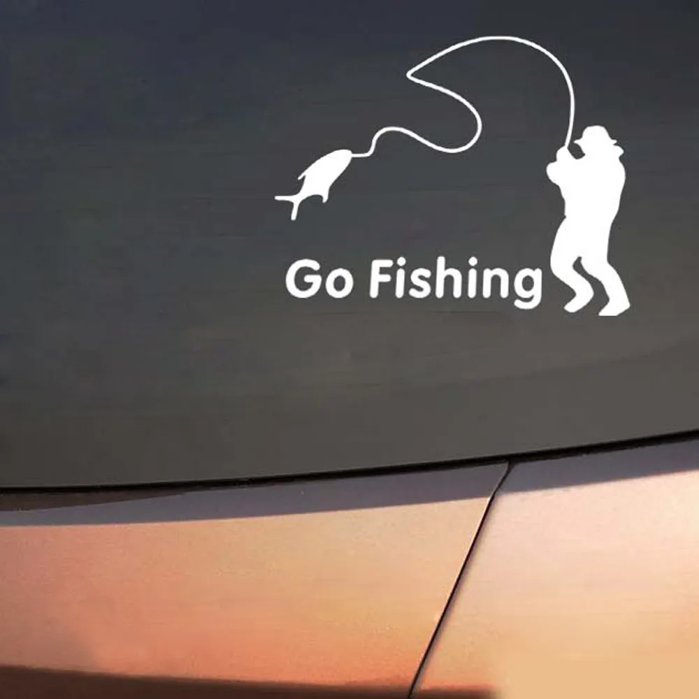 

Car Sticker наклейки на авто Go Fishing Car Sticker Truck Window Bumper Decal White наклейка на авто ##0