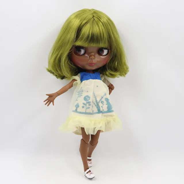 ブライスカスタム人形BL340ブロンドの髪スーパーダークスキンアゾンs 1/6 bjd OB24 aninme女の子（B 人形と服、靴 ブライスカスタム人形BL340ブロンドの髪スーパーダークスキンアゾンs 1