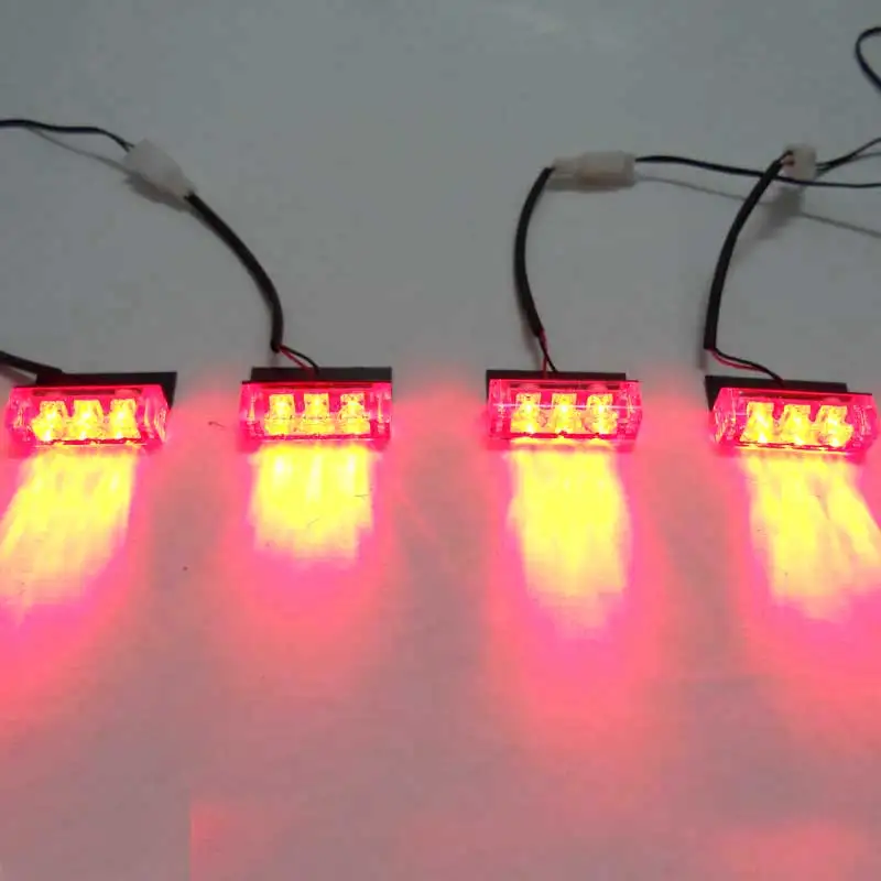 Автомобиль FUGSAME, красный, синий, белый, зеленый, желтый, янтарный, 4x3, 12LED, стробоскоп Предупреждение льный светильник, полицейский светильник скорой помощи, мигающий светильник s DC12V