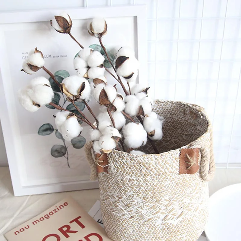 

6 patterns Naturally Dried Cotton Flower Artificial Plants Floral Branch For Wedding Party Decoration Fake Flowers Home Decor