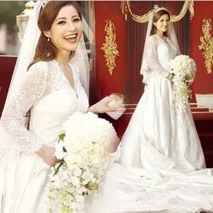 Luxury retro royal court French lace long sleeve Princess Wedding Dress 2013 new spring/A19-15 | Свадьбы и торжества