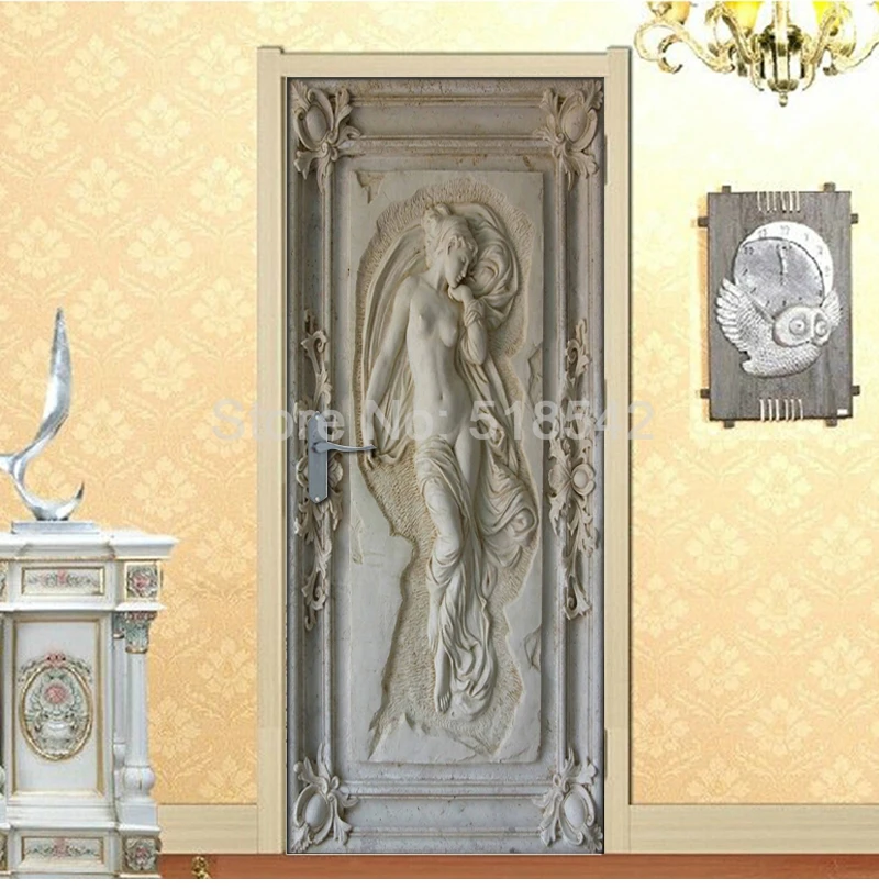 Европейский стиль 3D тисненая статуя художественная Настенная роспись для гостиной спальни дверная наклейка самоклеящиеся обои Papel De Parede