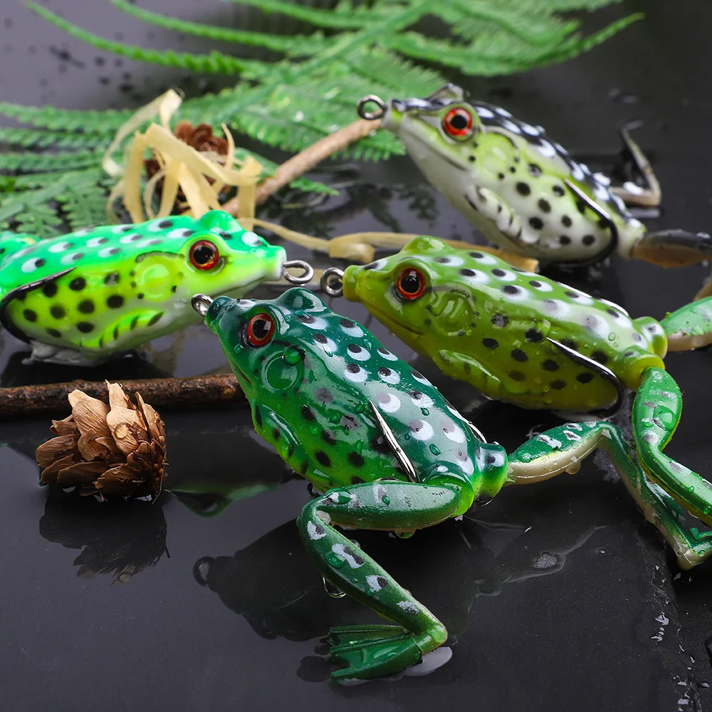 DONQL 4pcs Box Soft Fishing Frog 15g Top Water Artificial Baits With Double Hooks Ray Frogs Soft Silicone Fishing Lure (8)