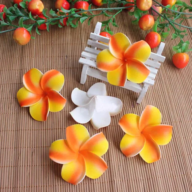 100PCS,7CM Multicolor Fake Foam PE Frangipani Artificial Hawaii