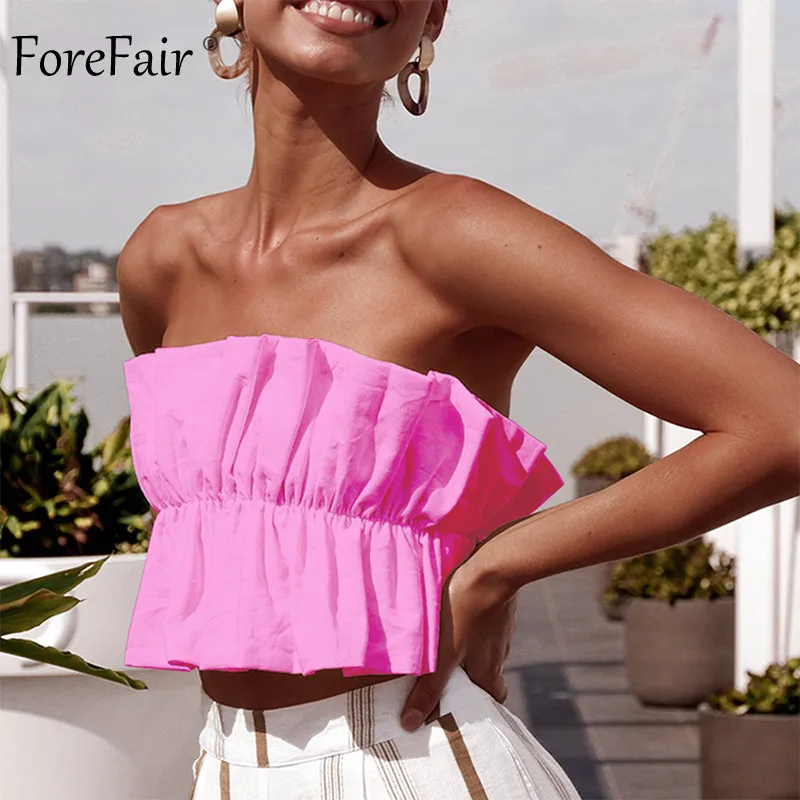 Forefair Off Shoulder Crop Top Summer Sexy Backless  (10)