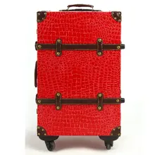 Fashion travel bag trolley luggage male women’s handbag suitcase luggage14 20 22 24red married box,retro crocodile pu luggage