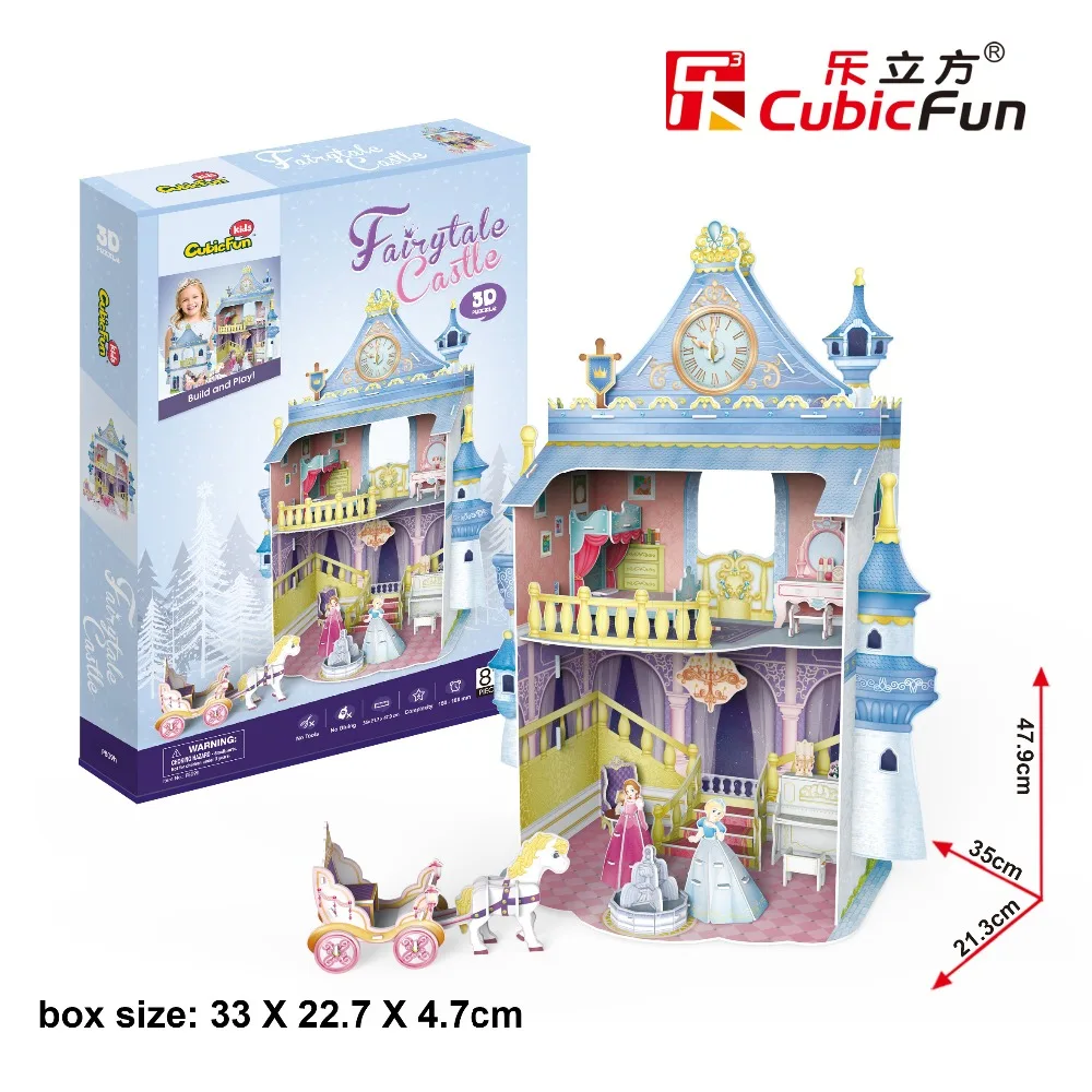 

1pc CubicFun cartoon Princess Castle play house 3D paper DIY jigsaw puzzle model kits children boy gift toy Educational toy