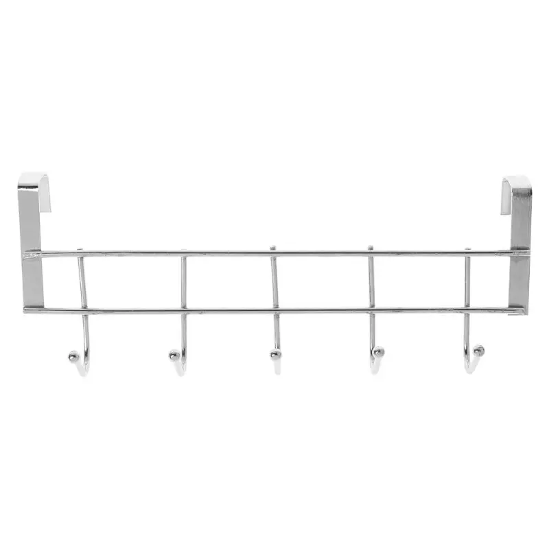 

5 Hooks Over Door Clothing Hanger Rack Cabinet Door Loop Holder Shelf For Home Bathroom Kitchen