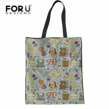 FORUDESIGNS/Женская Льняная сумка с принтами из мультфильма, повседневные парусиновые сумки для покупок, прочные продуктовые сумки для девочек, Mujer Bolsa, женские