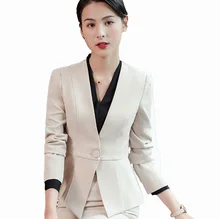 Flying Roc 2019 Autumn Elegant Blazer Flores Mujer Blazer Skirt Suit Office Lady Blazer Ropa De Oficina Full Sleeve Skirt Suits